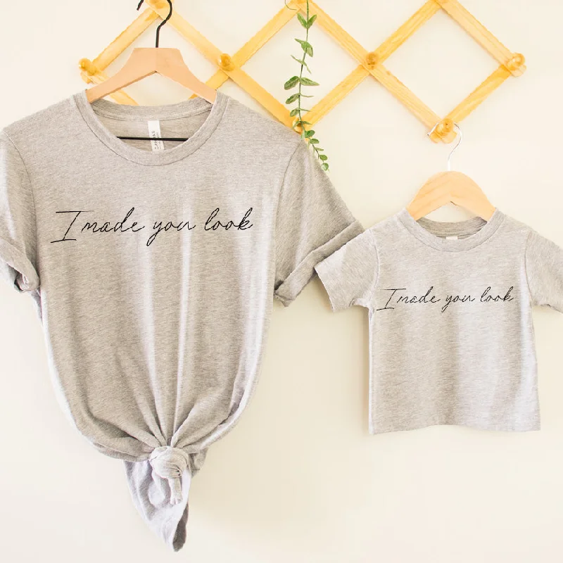 I Made You Look Matching Grey T-Shirts Thin T-Shirt Open Front Quick Dry