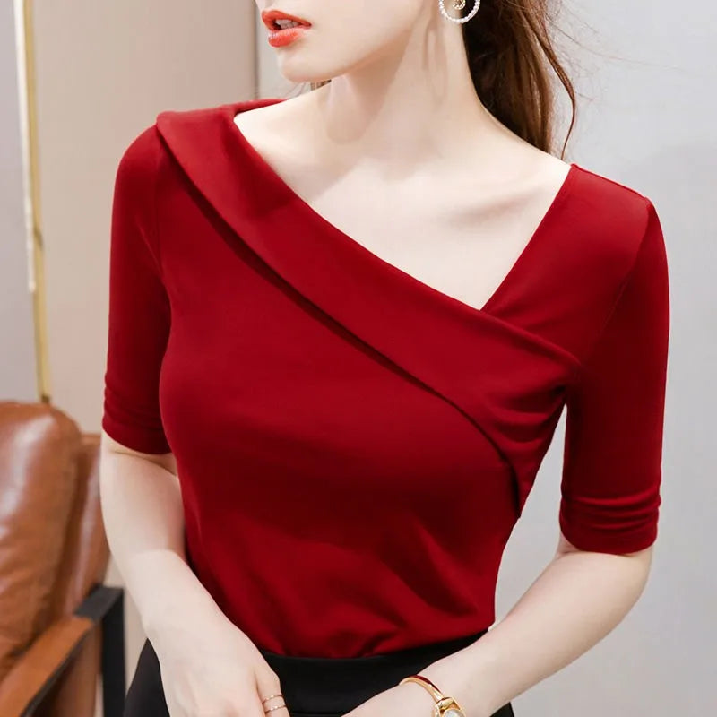 Women's Skew Collar Sheath Blouse Fashion Designer T-Shirts Mesh Blend Leather Blend Suede Blend Women's Skew Collar Sheath Blouse Fashion Designer T-Shirts Mesh Blend Leather Blend Suede Blend
