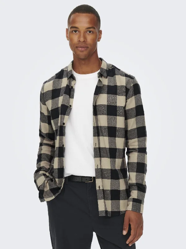 Gudmund Long Sleeve Checked Shirt Jersey Fabric Tulle Fabric Batik Fabric
