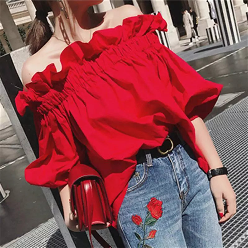 Women's Ruffled Fashion Designer Puffed Sleeves Tops T-Shirts Sequined Glittery Shiny Women's Ruffled Fashion Designer Puffed Sleeves Tops T-Shirts Sequined Glittery Shiny