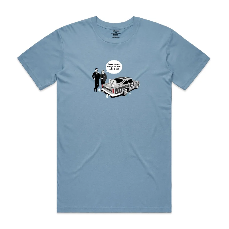 Isthatso Cotton Graphic T Shirt - Sorry James - Blue Beaded Sequined Faux Fur