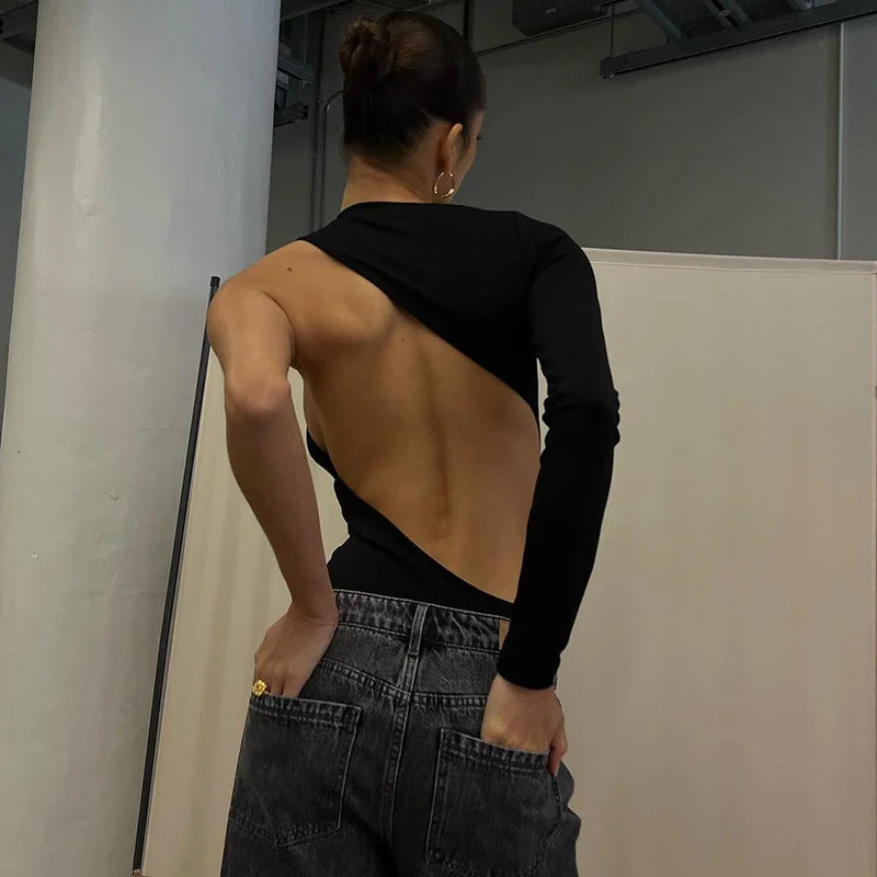 CUTENOVA Y22BS533 Women Oblique Backless Single Sleeve Bodysuit Tight Sexy Jumpsuits 2022 Trendy Mesh Bodysuit CUTENOVA Y22BS533 Women Oblique Backless Single Sleeve Bodysuit Tight Sexy Jumpsuits 2022 Trendy Mesh Bodysuit