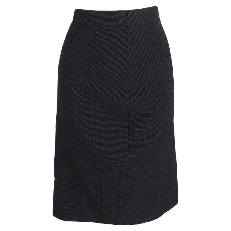 Escada A-Line Below-The-Knee Skirt in Black Wool leather skirt durable