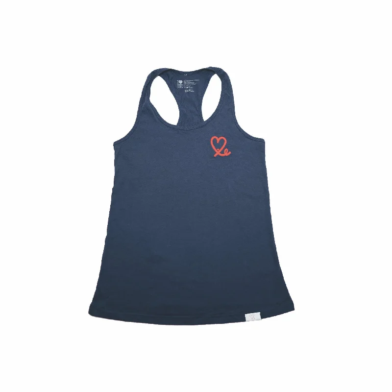 Women's Racer Back Tank Top (Navy/Red) solid color tank