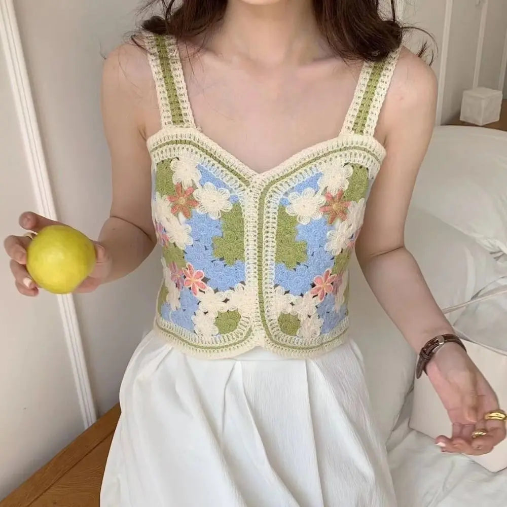 Stylish Sweet Crochet Summer Bohemia Tank Tops Hollow Out Crop Tops Korean Sleeveless Garment Women Cotton Camisole comfortable tank top Stylish Sweet Crochet Summer Bohemia Tank Tops Hollow Out Crop Tops Korean Sleeveless Garment Women Cotton Camisole comfortable tank top