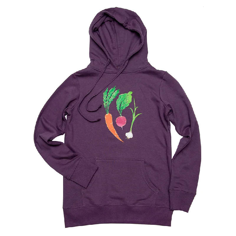 Root Veggies Women's French Terry Hoodie Hoodie with Stripes Bold Sporty