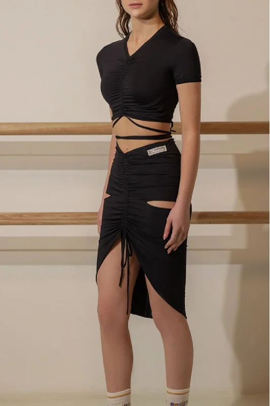 ONDANCE Daisy Black Latin Skirt for Women and Girls with Cutouts and Drawstring Pra 1320 corduroy skirt cozy ONDANCE Daisy Black Latin Skirt for Women and Girls with Cutouts and Drawstring Pra 1320 corduroy skirt cozy