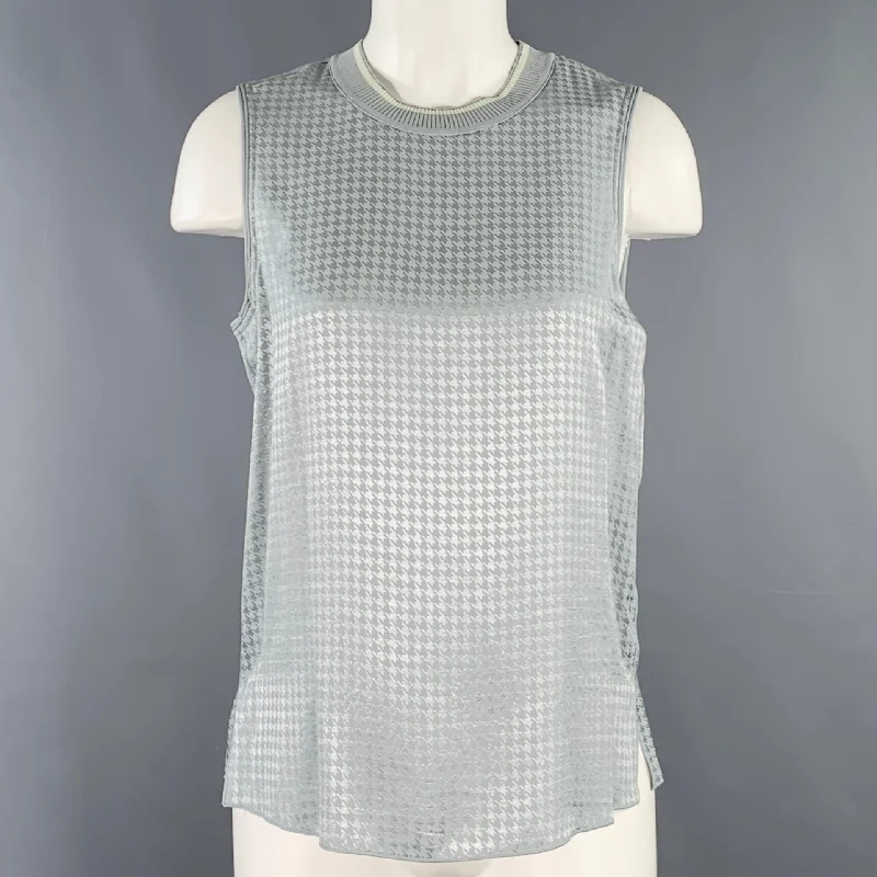 RAG & BONE Size S Ali Tank Grey Acetate Blend Houndstooth Sleeveless Casual Top fashionable tank top RAG & BONE Size S Ali Tank Grey Acetate Blend Houndstooth Sleeveless Casual Top fashionable tank top