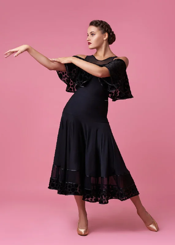 Grand Prix Black Ballroom Practice Skirt with Layers of Chiffon and Velvet Polka Dots for Girls and Women PRA 1040 in Stock leather skirt durable Grand Prix Black Ballroom Practice Skirt with Layers of Chiffon and Velvet Polka Dots for Girls and Women PRA 1040 in Stock leather skirt durable