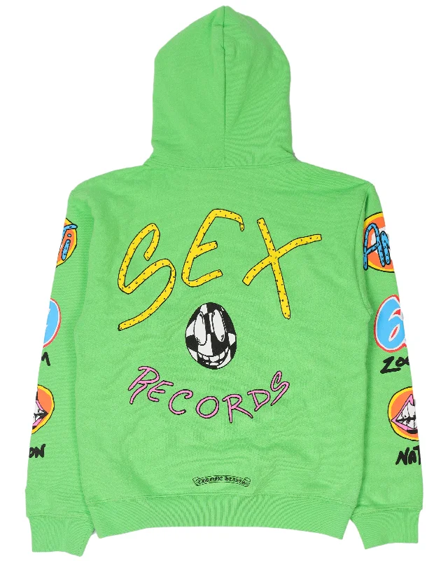 Matty Boy Sex Records Hoodie Hoodie with Front Slit Layering Stylish