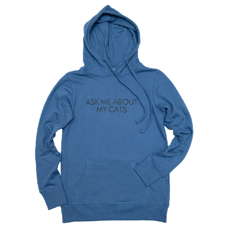 Ask Me About My Cats Women's French Terry Hoodie Hoodie with Hem Applique Textured Unique