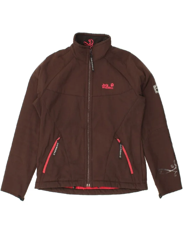JACK WOLFSKIN Womens Windbreaker Jacket UK 12/14 Medium Brown Polyester Fitted Jacket Loose Jacket Oversized Jacket