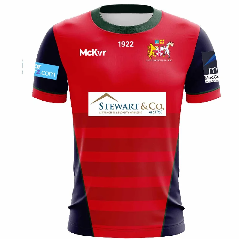 Mc Keever Civil Service NI RFC 4WS Pro Change Jersey - Adult - Red Luxury Jersey Tee Mc Keever Civil Service NI RFC 4WS Pro Change Jersey - Adult - Red Luxury Jersey Tee
