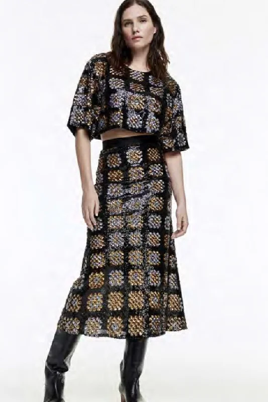 Smythe - Sequin Midi Skirt cashmere skirt fine
