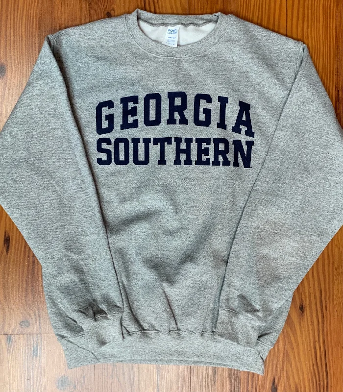 Georgia Southern Collegiate Arch - Athletic Grey Crew Sweatshirt Hoodie with Ribbed Neckline Snug Warm