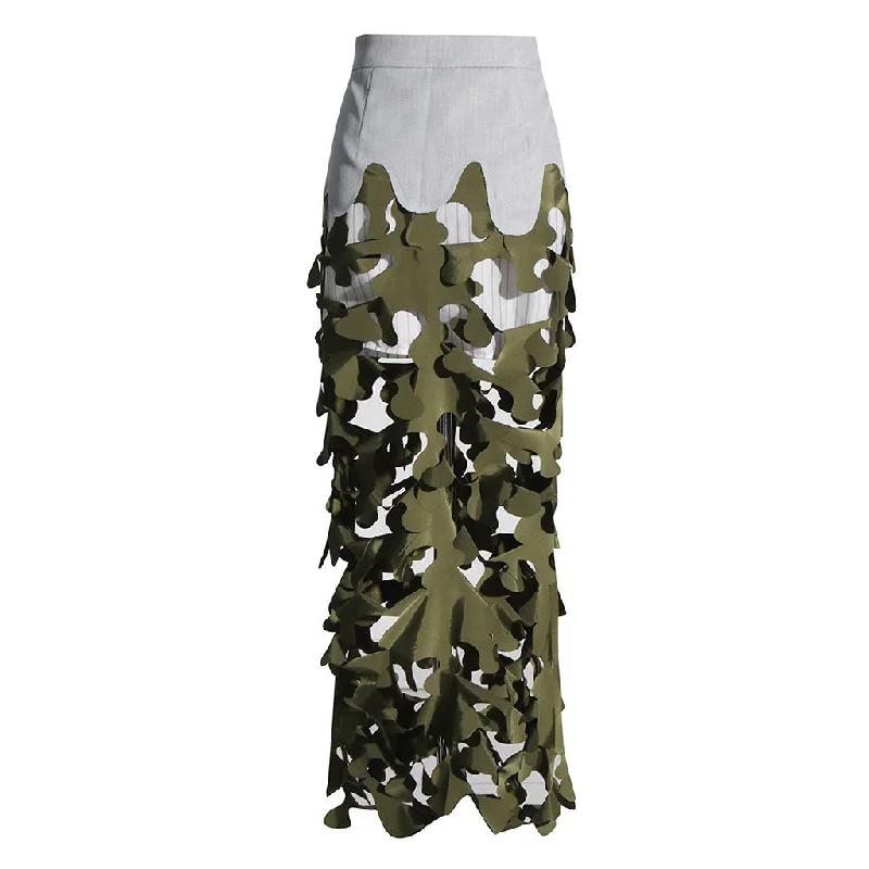 Edgy Contrast Patchwork Lacer Graphic Cut Out Zipper Up High Waist Maxi Skirt high waist skirt Edgy Contrast Patchwork Lacer Graphic Cut Out Zipper Up High Waist Maxi Skirt high waist skirt