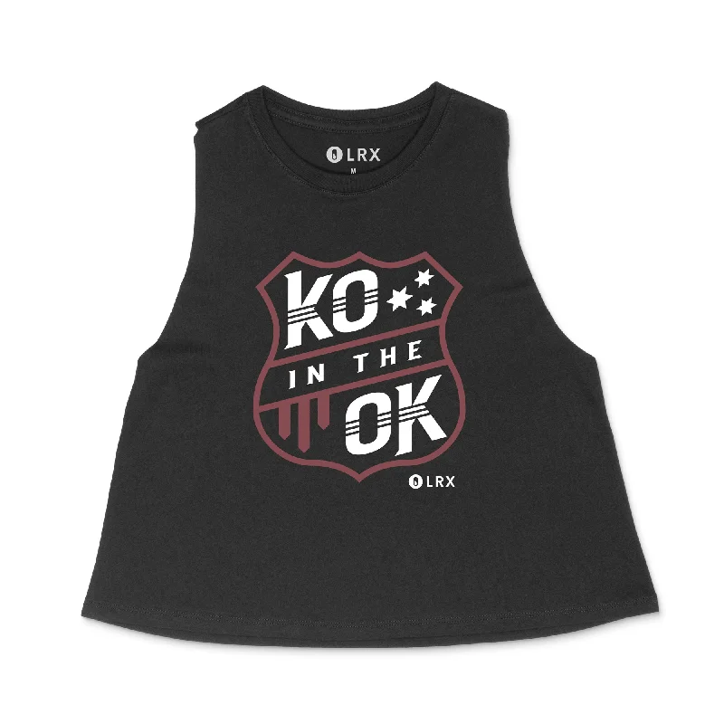 KO + LRX - Classic Shield Crop Racerback Tank - Black (Limited Edition) cherry red tank