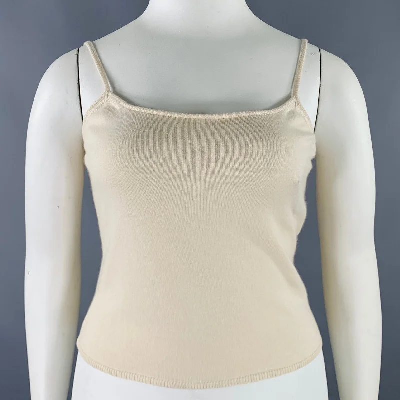 FRETTE Size L Cream Silk Cashmere Tank Casual Top essential tank top