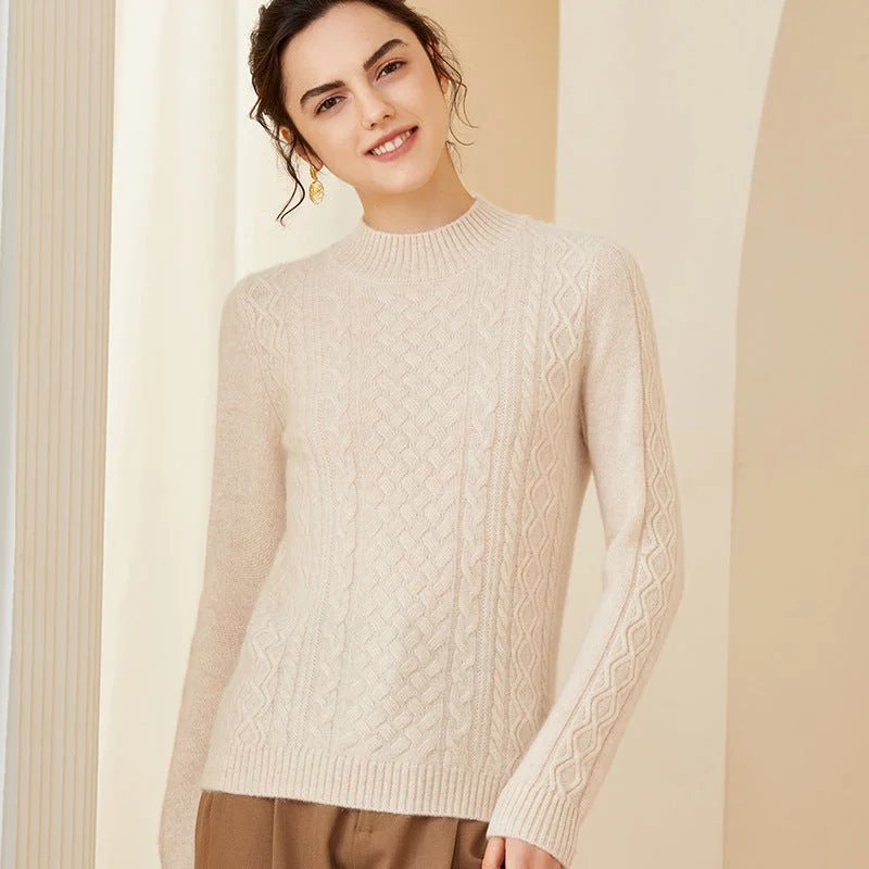 Women's Mock neck Cashmere Sweater Long Sleeve Warm Cashmere Sweater Graphic Sweater Embroidered Appliqued Women's Mock neck Cashmere Sweater Long Sleeve Warm Cashmere Sweater Graphic Sweater Embroidered Appliqued