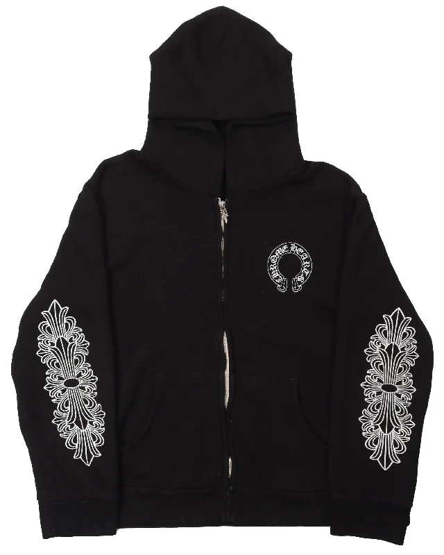 Fleece-Lined Zip-Up Hoodie Hoodie with Elastic Cuffs Stretchable Comfortable