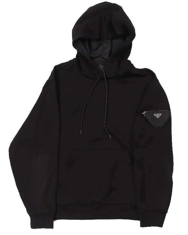 Hooded Pouch Sweatshirt Hoodie with Side Slits Relaxed Casual