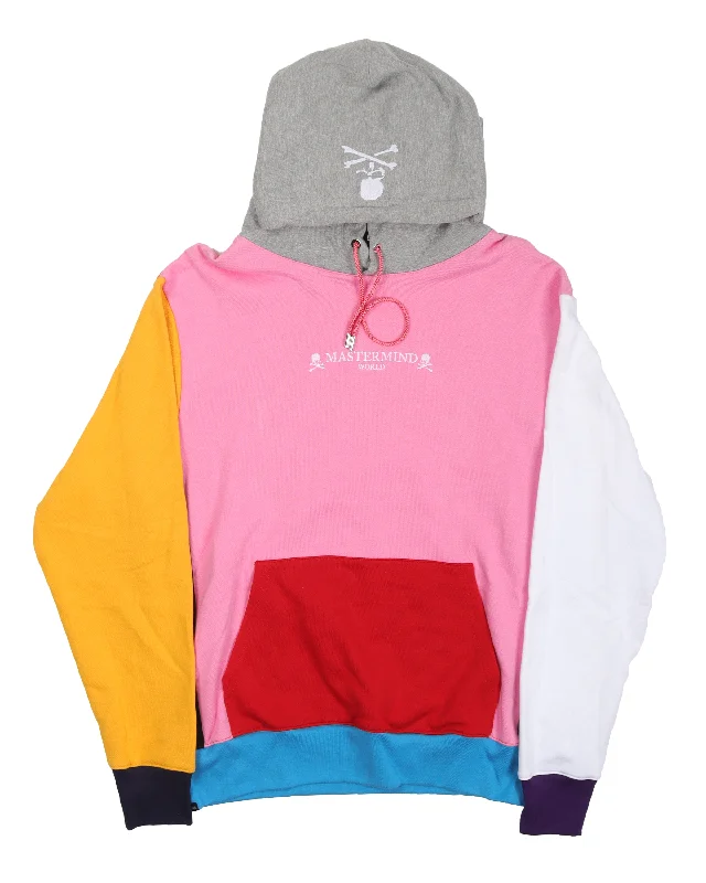 Color-Block Hoodie Hoodie with Hem Patch Decorative Personalized