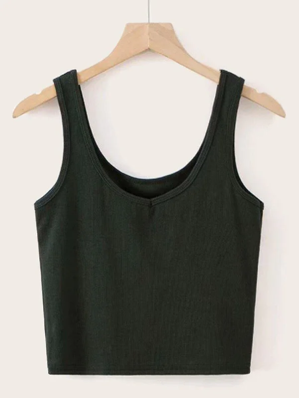 Solid Basic Cropped Tank Top breathable tank top