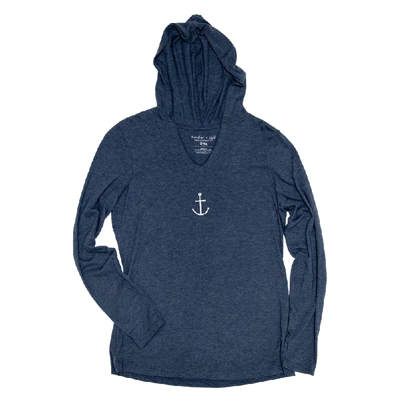 Tiny Anchor Lightweight Hoodie Hoodie with Batwing Sleeves Loose Dramatic