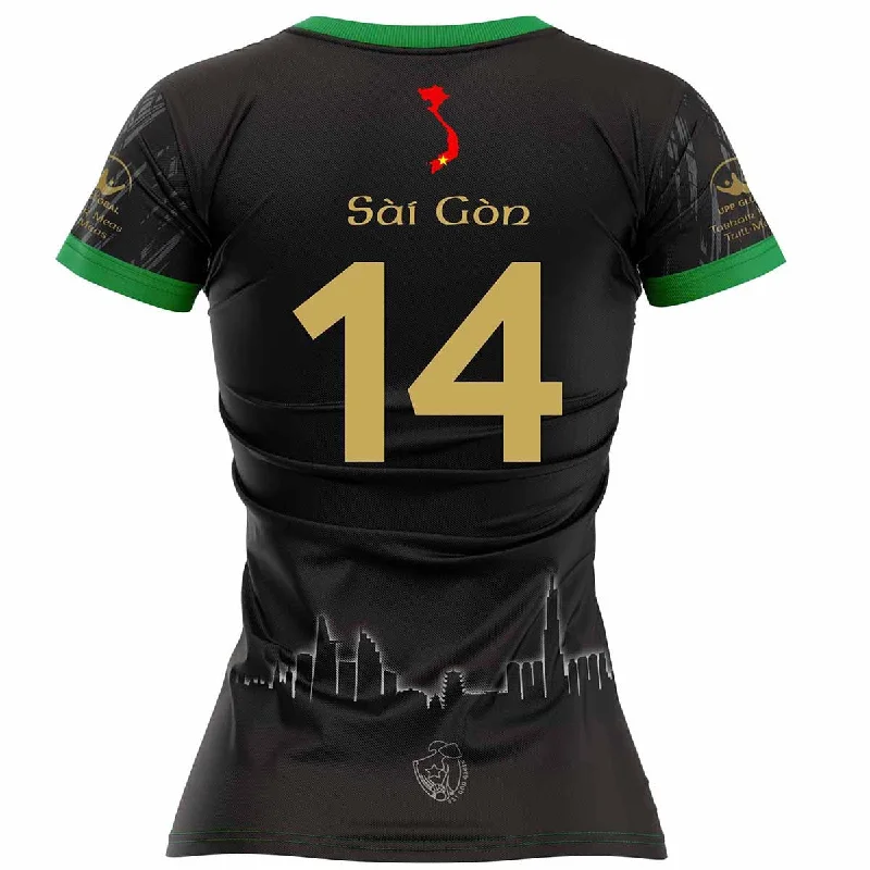 Mc Keever Saigon Gaels GAA Numbered Home Jersey - Womens - Black Scoop Neck Jersey Top Mc Keever Saigon Gaels GAA Numbered Home Jersey - Womens - Black Scoop Neck Jersey Top