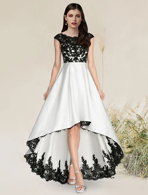 A-Line Elegant Engagement Formal Evening Dress Jewel Neck Sleeveless Asymmetrical Satin with Appliques Cowl Neckline Elegant A-Line Elegant Engagement Formal Evening Dress Jewel Neck Sleeveless Asymmetrical Satin with Appliques Cowl Neckline Elegant