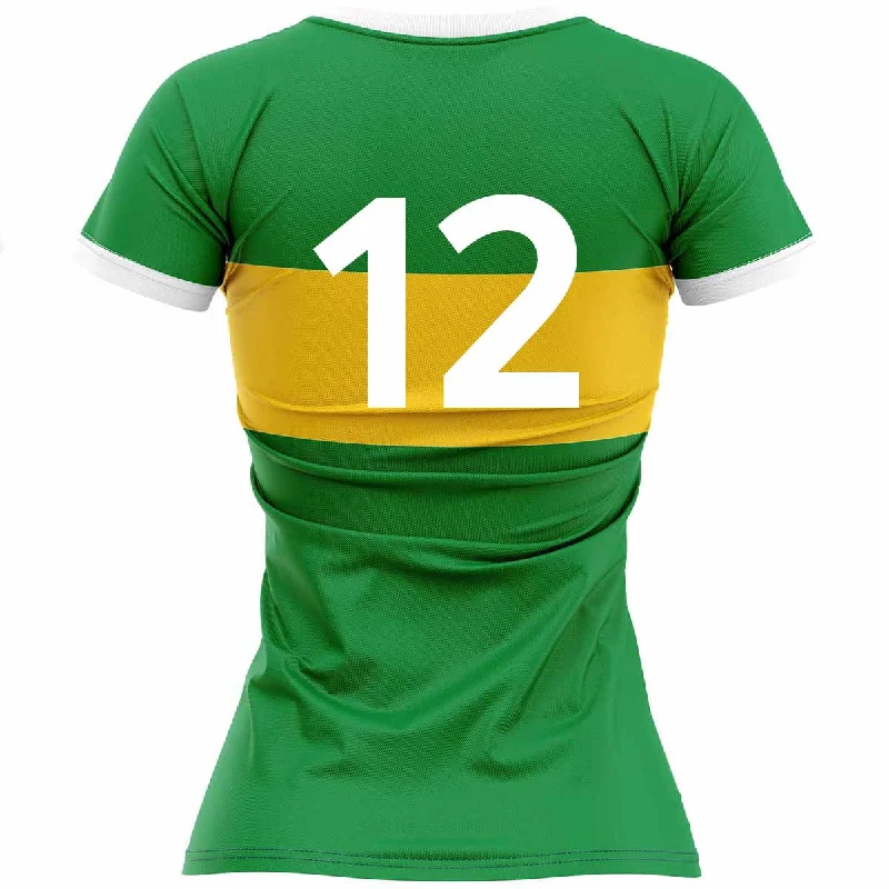 Mc Keever St Gabriels GAA Numbered Playing Jersey - Womens - Green Sky Blue Jersey Tee Mc Keever St Gabriels GAA Numbered Playing Jersey - Womens - Green Sky Blue Jersey Tee
