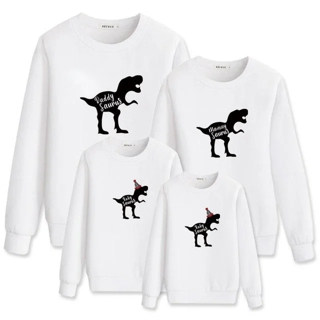 Dinosaur Family Matching Sweatshirts Hoodie with Zipper Placket Modern Functional