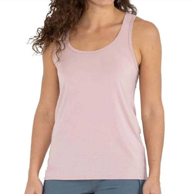 Women's Bamboo Racerback Tank Top In Harbor Pink sheer tank top