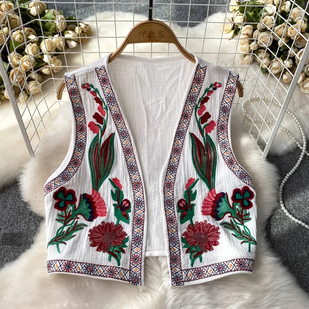 Crochet Top Embroidery Floral Tank Tops Knitted Women V-neck Folk Fashion Vest for Woman Vintage Spring Autumn Almighty Dropship v-neck tank top Crochet Top Embroidery Floral Tank Tops Knitted Women V-neck Folk Fashion Vest for Woman Vintage Spring Autumn Almighty Dropship v-neck tank top
