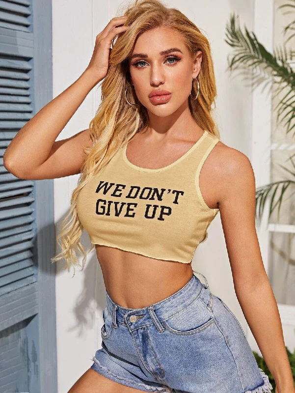 Slogan Graphic Crop Tank Top long tank top