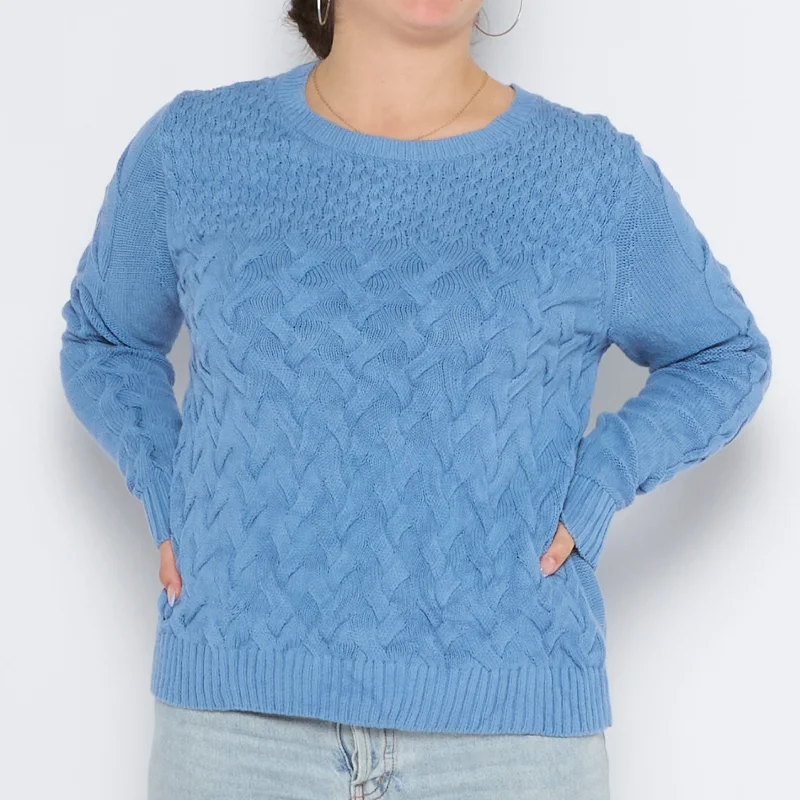 Tommy Hilfiger Crew Neck Cable Knit Sweater - UK 12 Stretchy Elastic Breathable