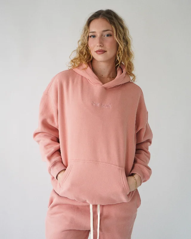 Legacy Hoodie - Peach Hoodie with Raw Hem Edgy Unfinished