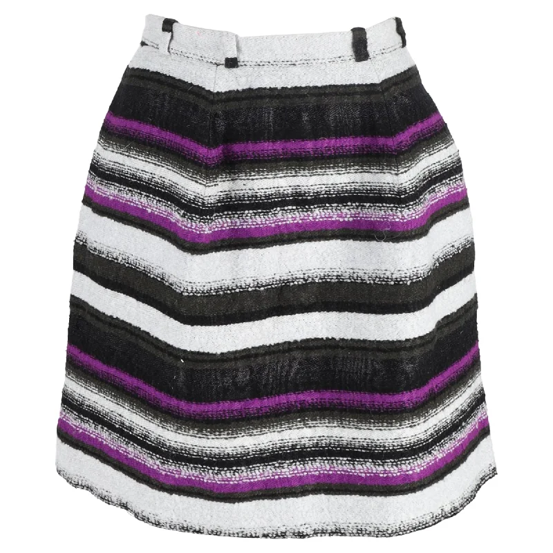 Oscar De La Renta Mini High-Rise A-Line Skirt in Multicolor Wool cashmere skirt fine