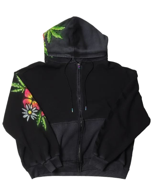 Pot Leaf Swarovski Hoodie Hoodie with Tie-Dye Psychedelic Retro