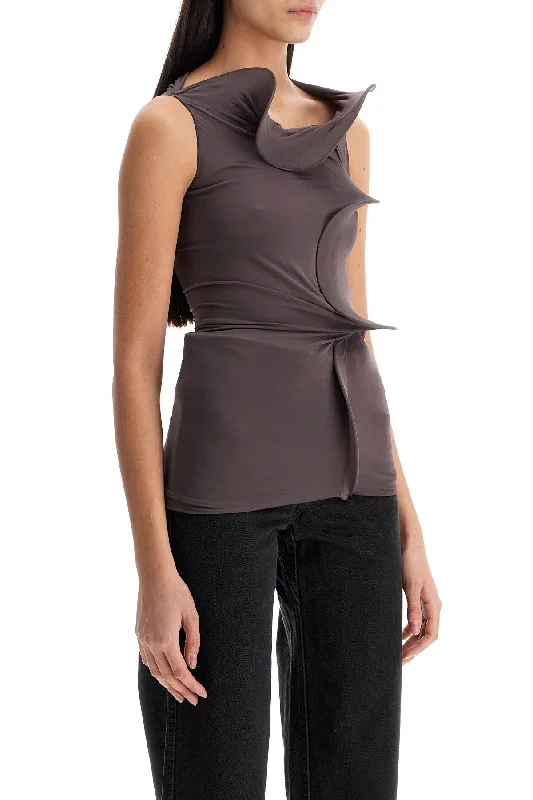 Christopher Esber Smoke Gray Viscose Tank Top With Wide Neckline fashionable tank top