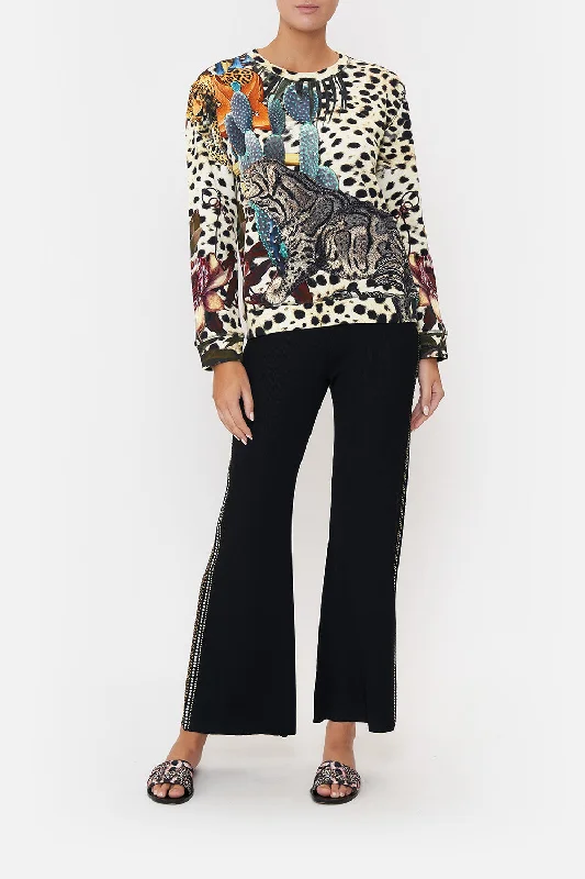 ROUND NECK SWEATER NATURAL INSTINCT Solid Print Embellished