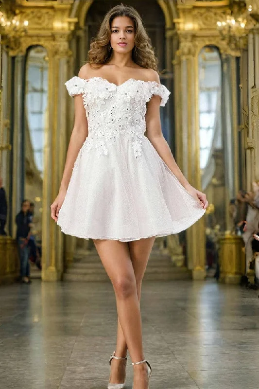 Off-the-shoulder Homecoming Dresses with Flower Appliques Tunics Bestseller popular