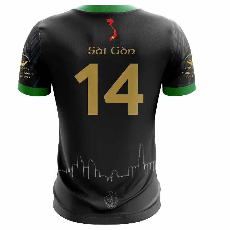 Mc Keever Saigon Gaels GAA Numbered Home Jersey - Adult - Black Boat Neck Jersey Shirt Mc Keever Saigon Gaels GAA Numbered Home Jersey - Adult - Black Boat Neck Jersey Shirt