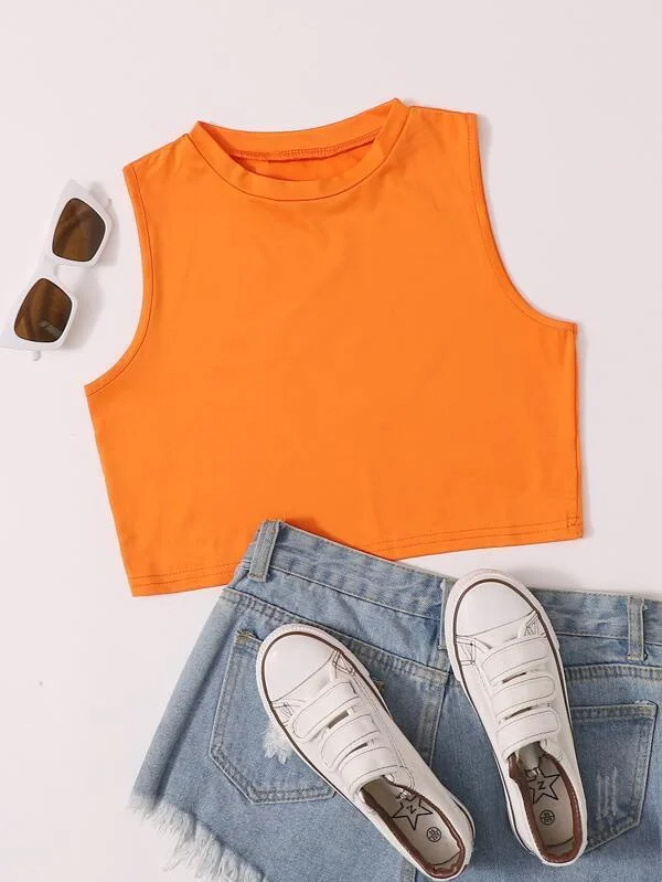 Neon Orange Crop Tank Top essential tank top