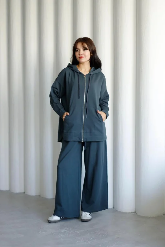 zip hoodie set 9290 Hoodie with Batwing Sleeves Loose Dramatic