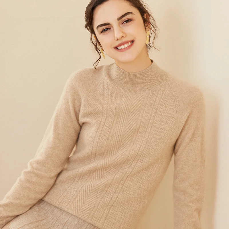 Mock neck Cashmere Sweater for Women Long Sleeve Cashmere Sweater Solid Color Striped Floral Print Mock neck Cashmere Sweater for Women Long Sleeve Cashmere Sweater Solid Color Striped Floral Print
