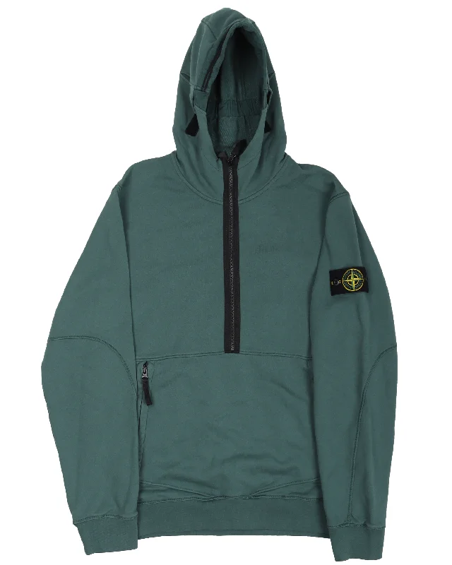 Half-Zip Hooded Sweatshirt Hoodie with Hem Contrast Bold Stylish