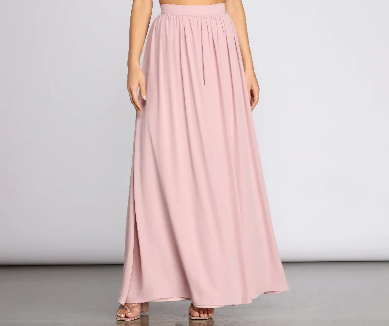 Classic Cutie Chiffon Maxi Skirt linen skirt light