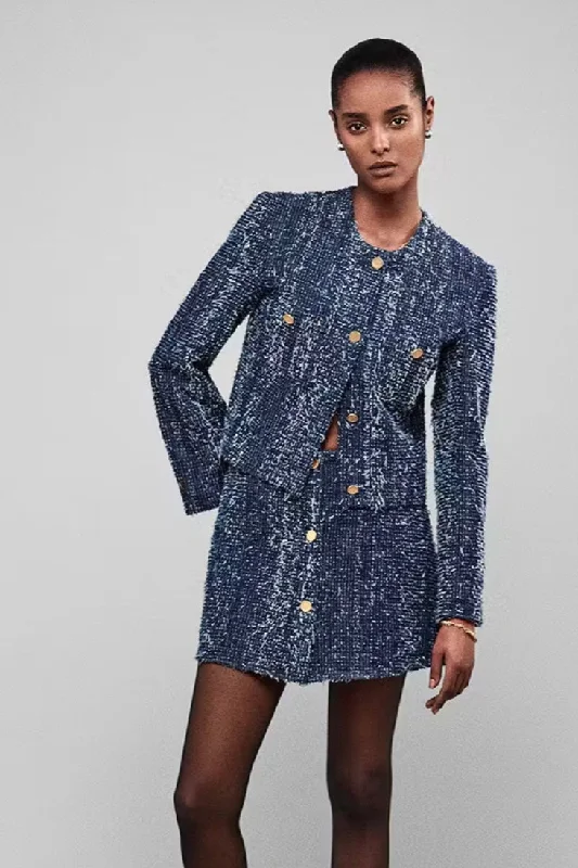 Frame - Denim Boucle Skirt velvet skirt plush