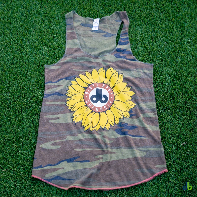 Ladies Camo and db Sunflower Tank Top turquoise tank top